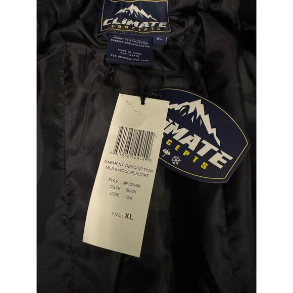 New Climate Concepts Pea Coat Adult Extra Large Black Warm Hiking Outdoor Men - Picture 5 of 9